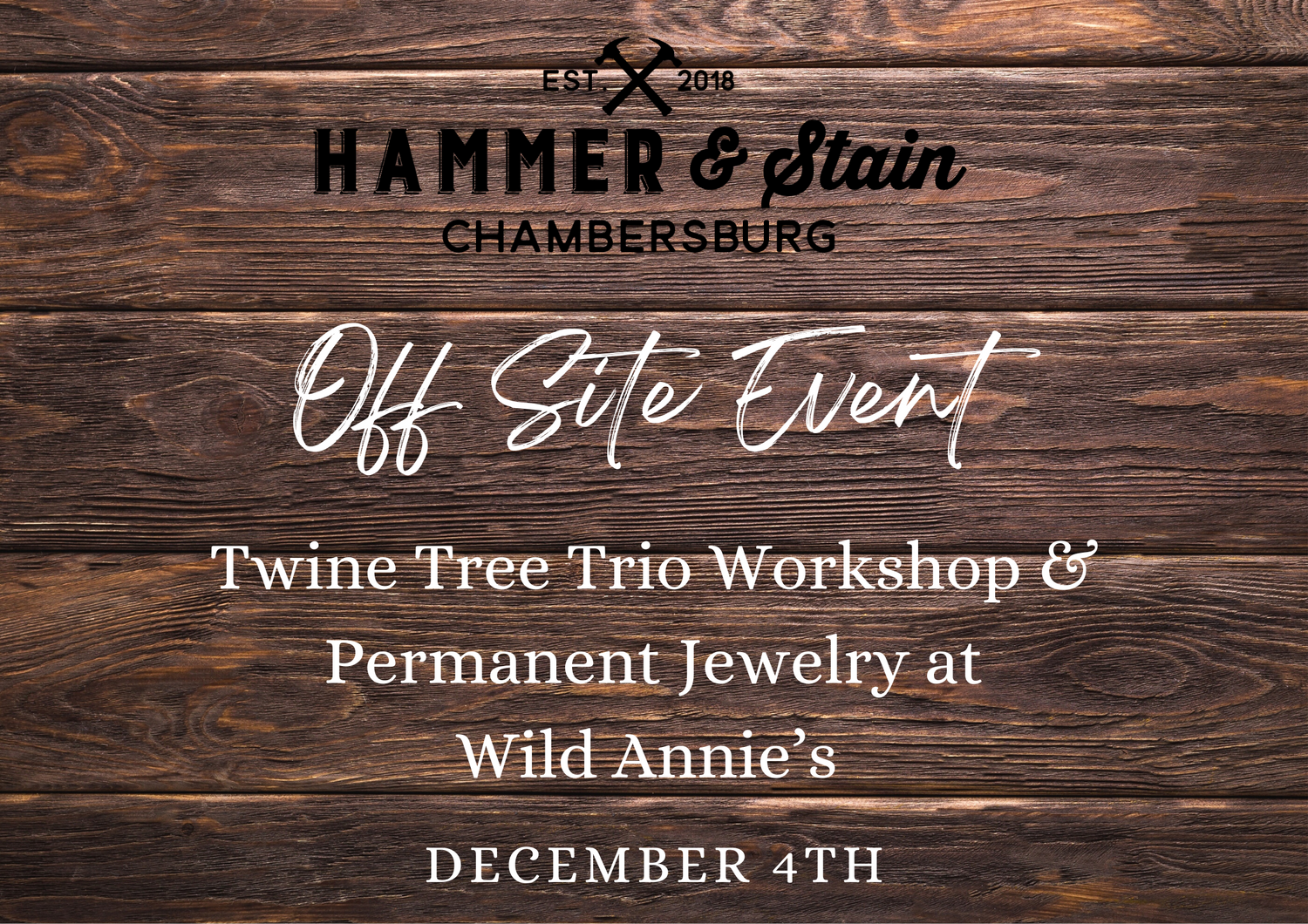 12/04/23 Twine Tree Trio & Permanent Jewelry Walk Ins at Wild Annies 5:30-7:30