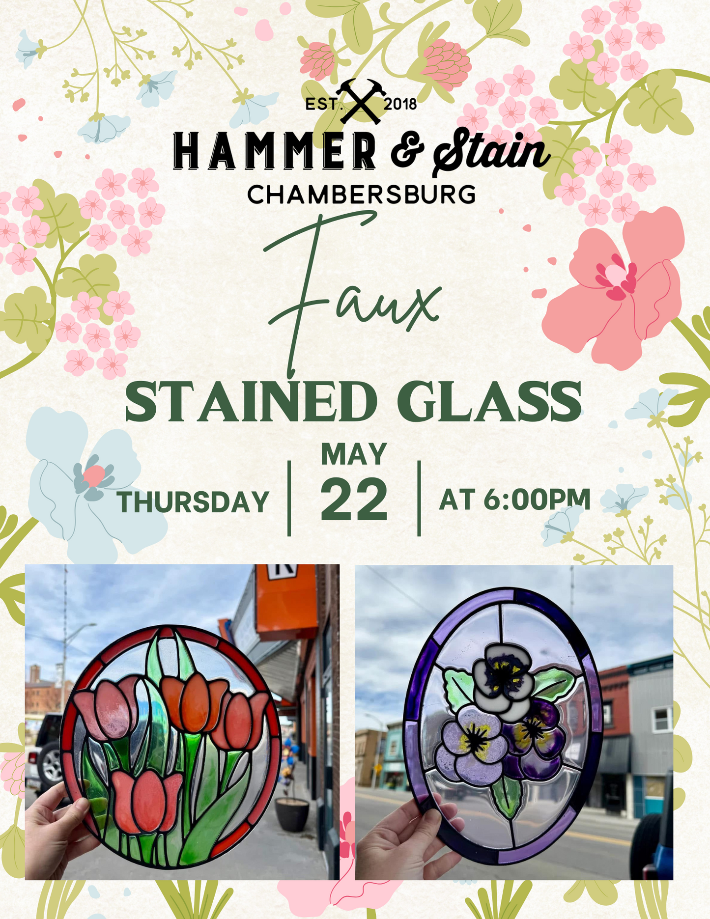 05/22/25 Faux Stained Glass Workshop 6pm