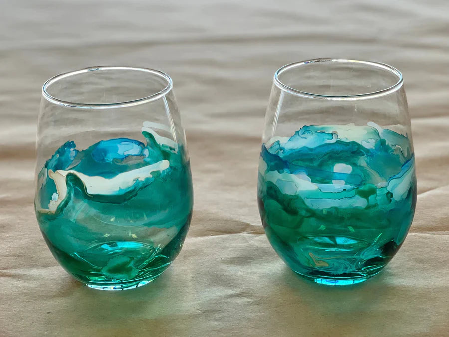 Collection Stained Resin Wine Glasses & Metal Tumblers
