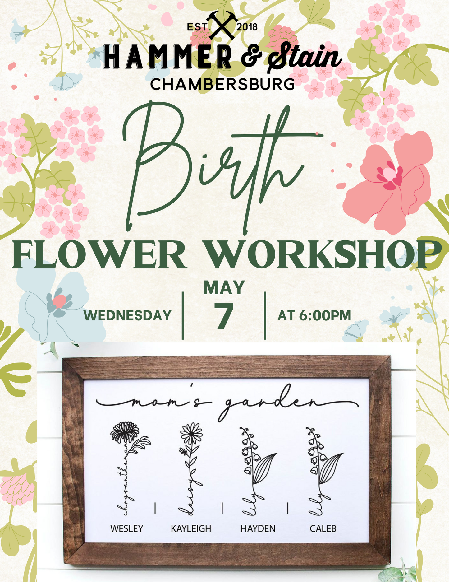 05/07/25 Birth Flower Workshop 6pm