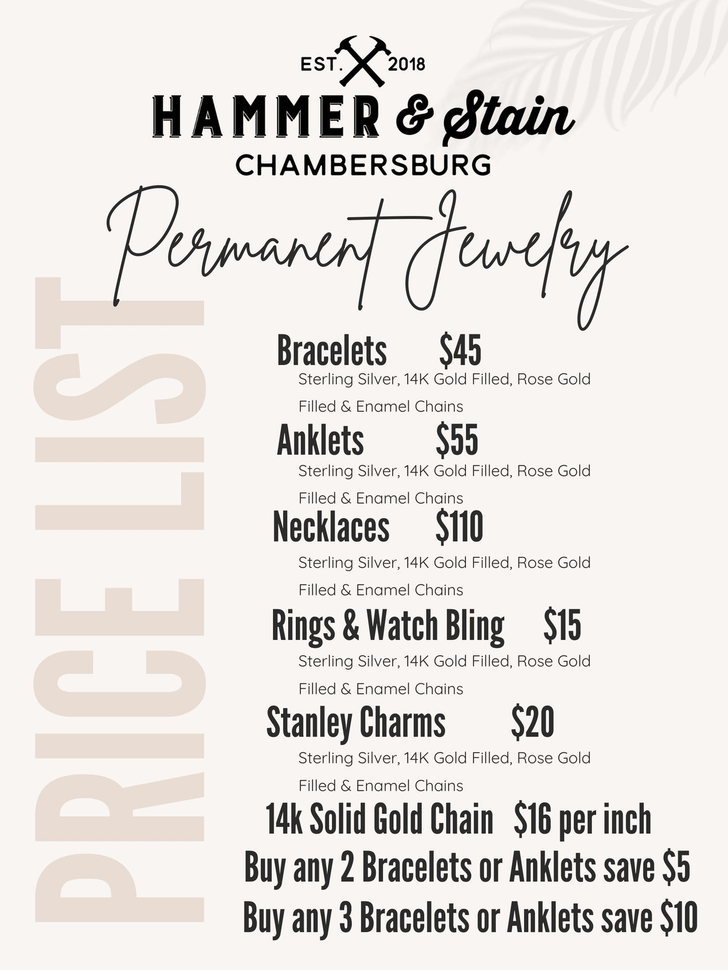 09/13/25 OPEN Permanent Jewelry Walk INS- 9a-12p
