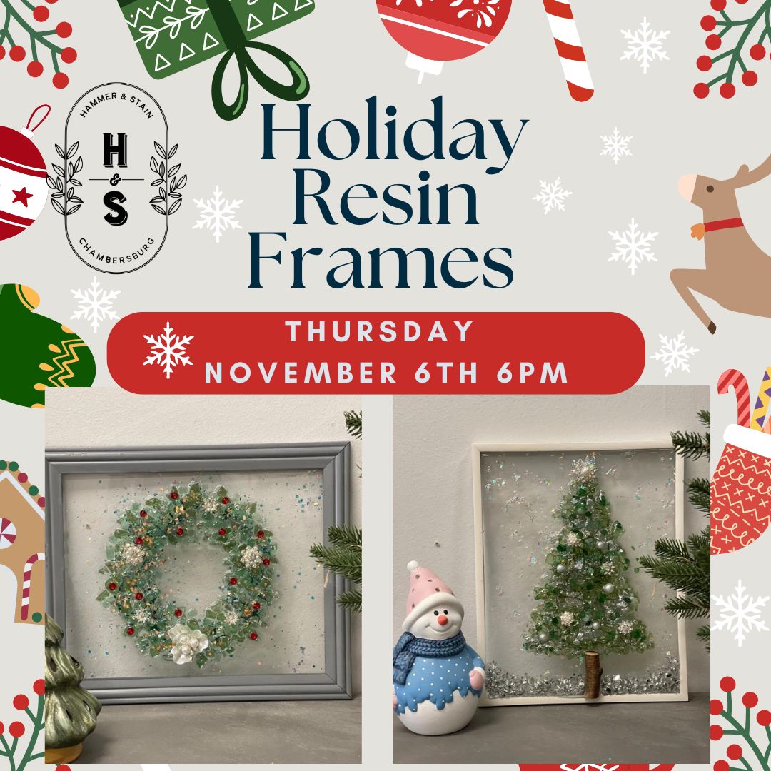 11/06/25 Holiday Resin Glass Frames Workshop 6pm
