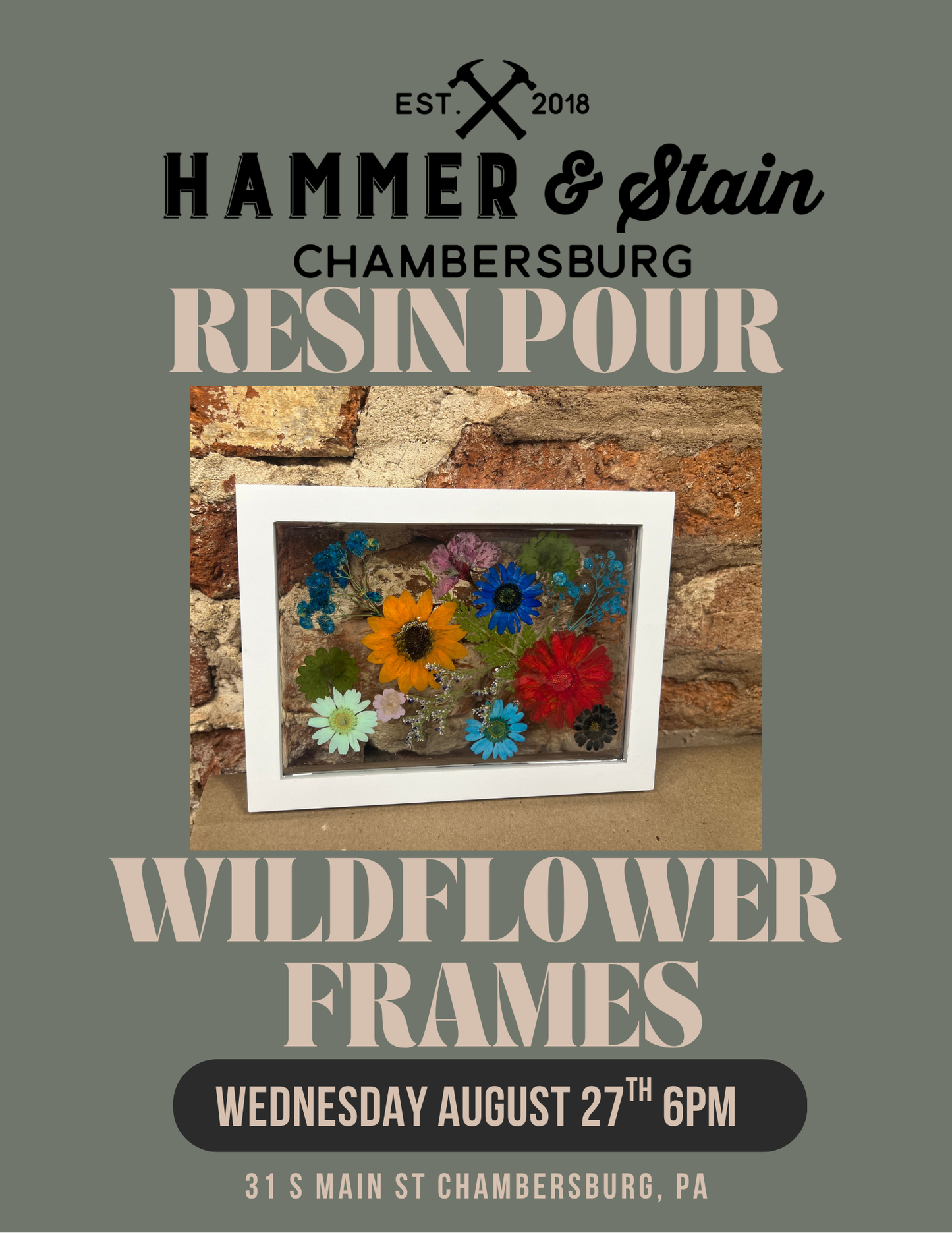 08/27/30 Resin Wildflower Frames Workshop 6pm