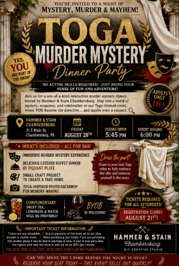 08/28/26 Murder at the Toga Party-Murder Mystery Dinner! 6pm
