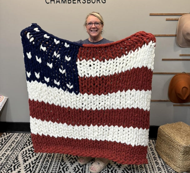 05/21/25 Americana Cozy Hand Knit Blanket Workshop 6pm