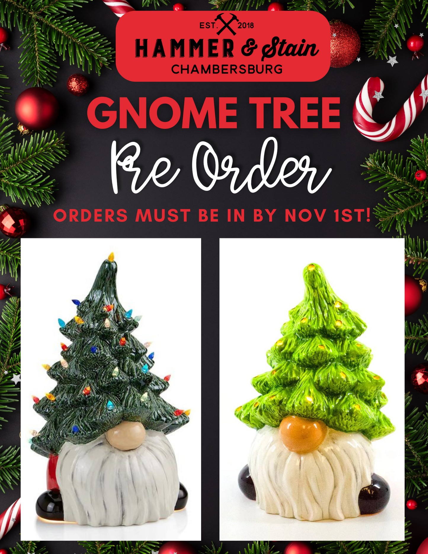 They're Back! PRE-ORDER!!! Christmas lighted Gnome Ceramic Kits