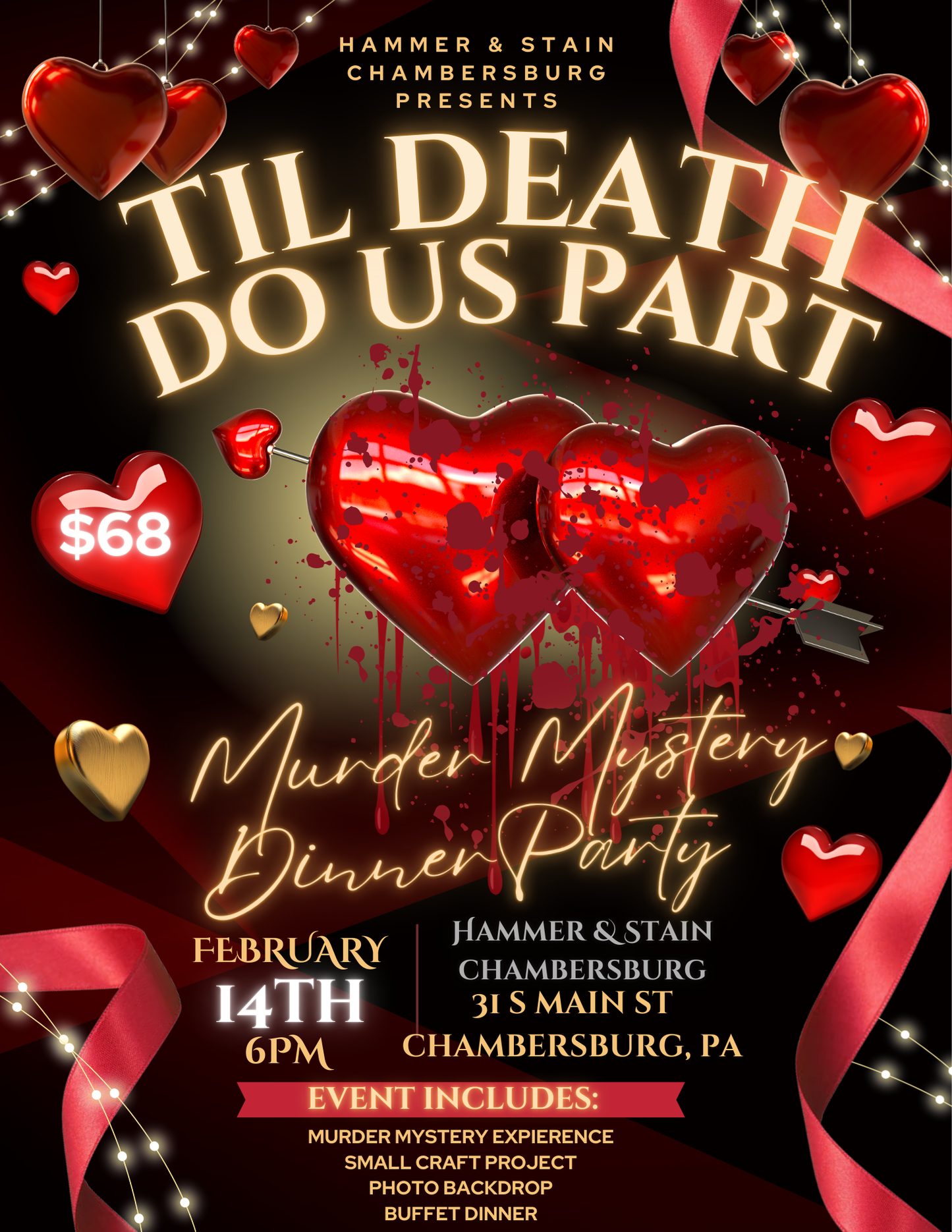 02/14/26 Til Death Do Us Part! Murder Mystery Dinner Party! 6pm