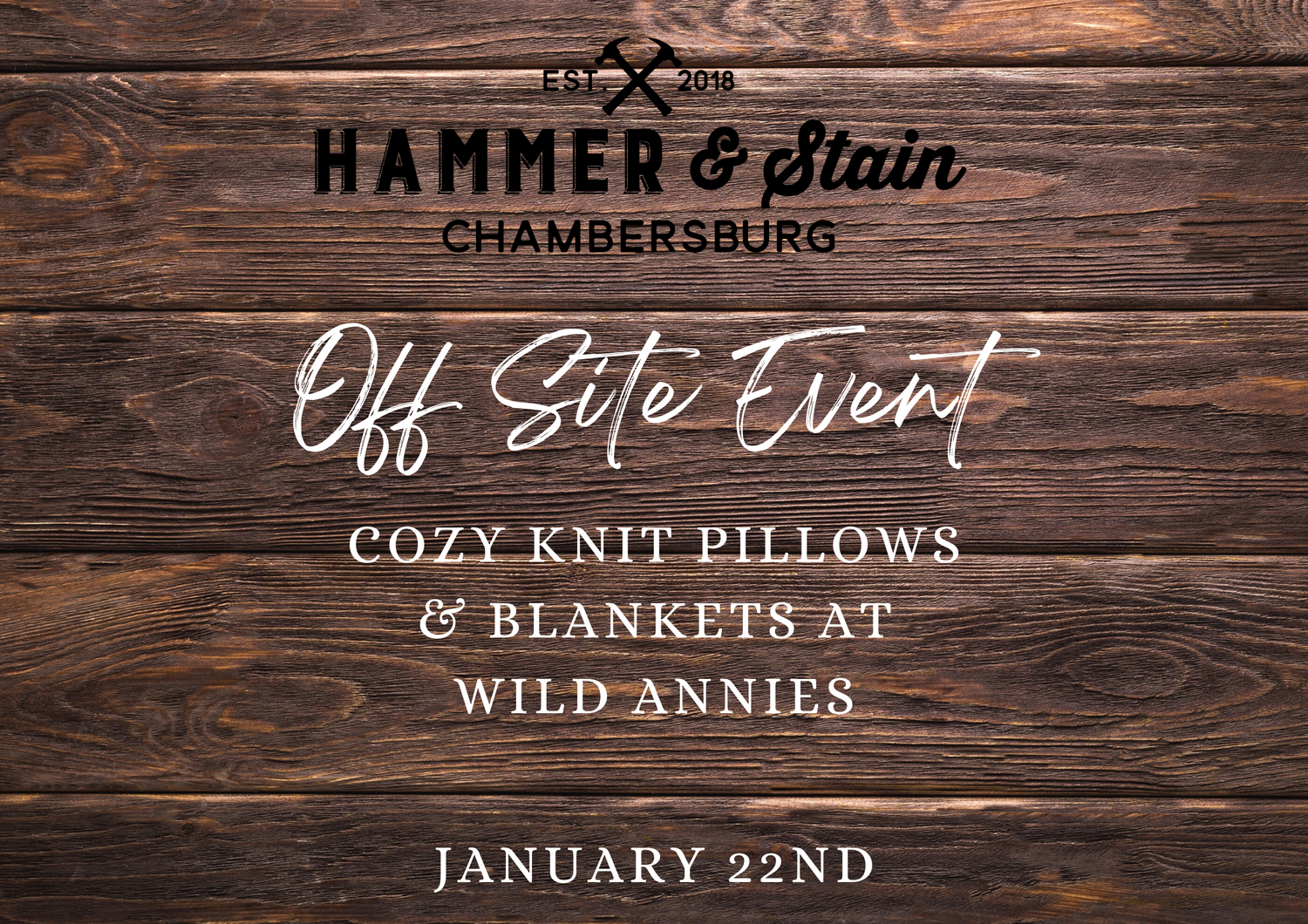 01/22/24 Cozy Knit Pillows & Blankets at Wild Annie's 5:30p-7:30p