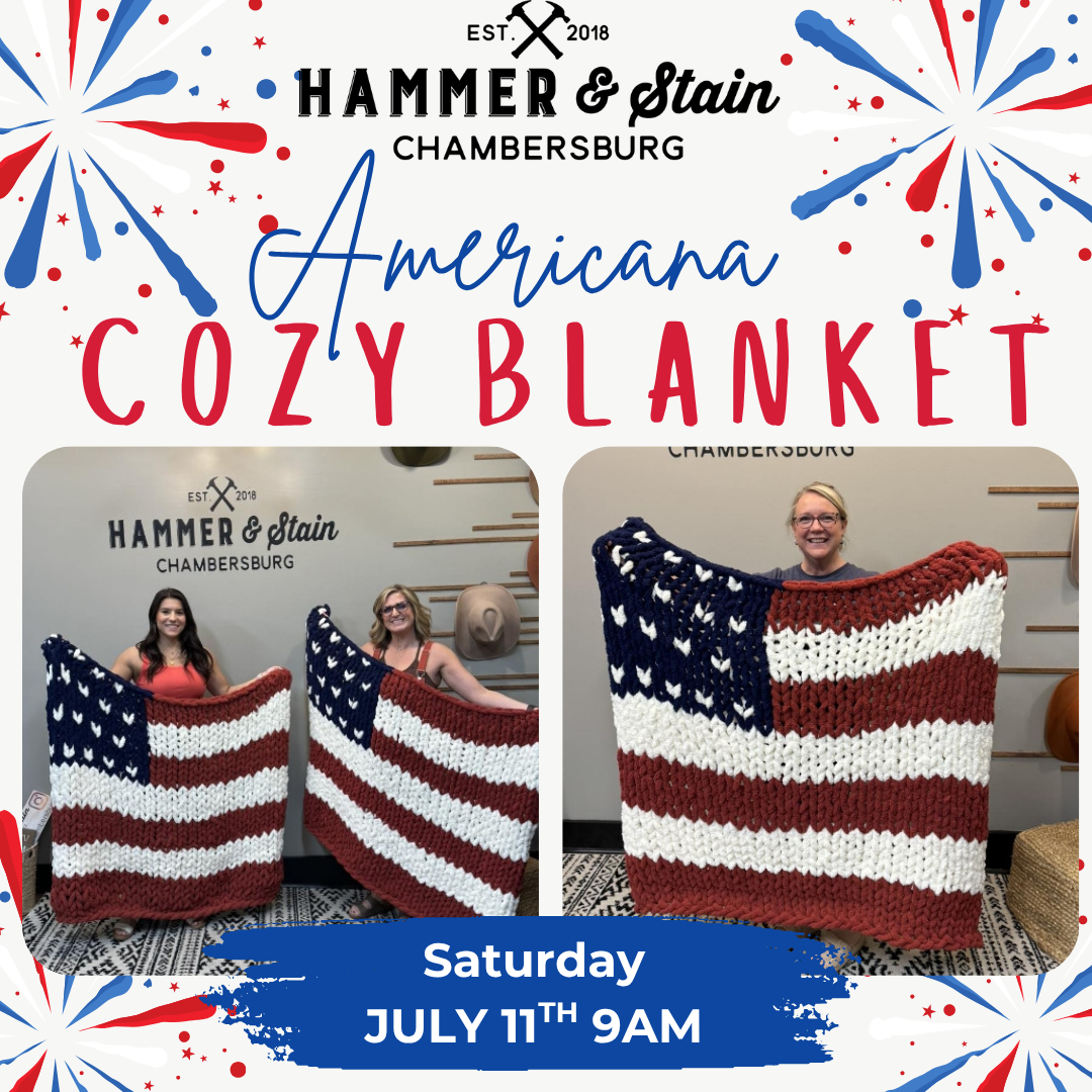07/11/26 Americana Cozy Hand Knit Blanket Workshop 9am