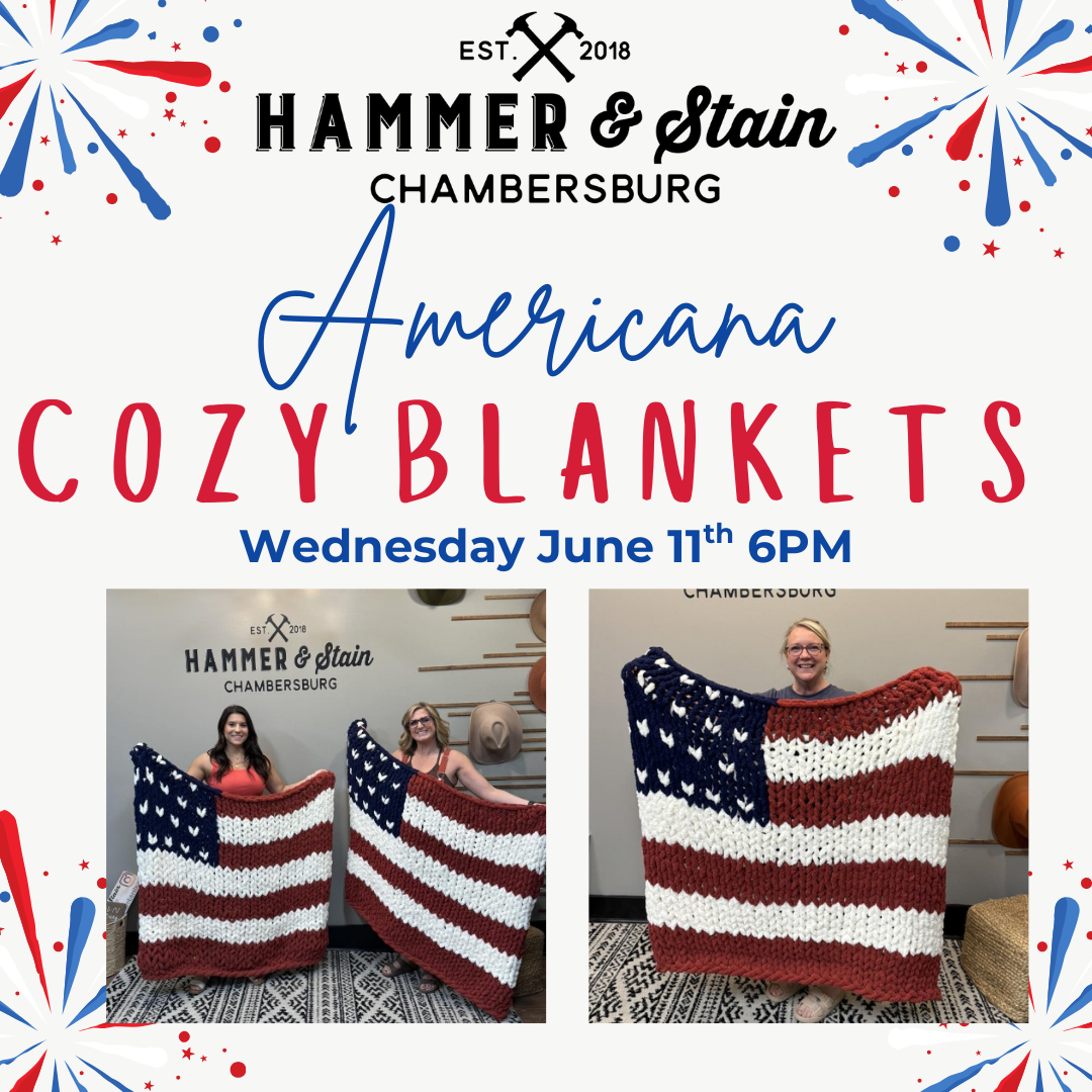 06/11/25 Americana Cozy Hand Knit Blanket Workshop 6pm