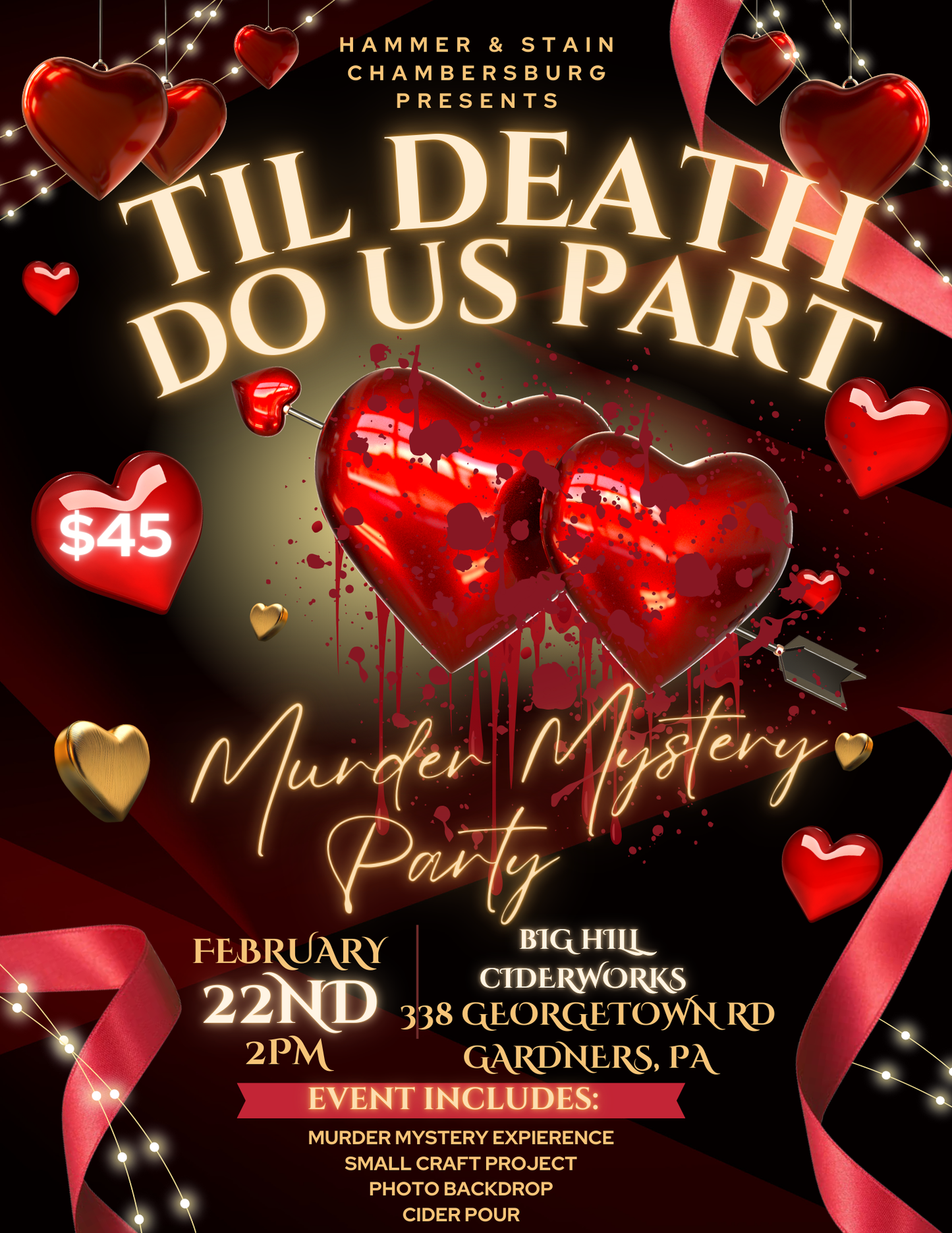 02/22/25 Til Death Do Us Part! Murder Mystery Party at Big Hill Ciderworks 2pm