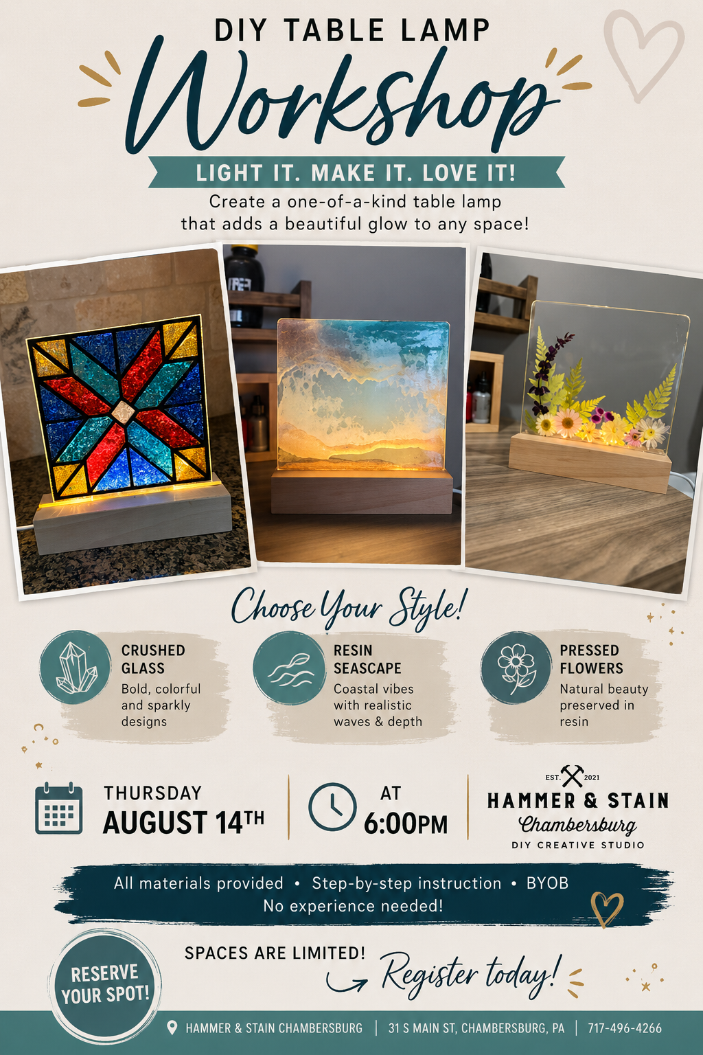 08/14/26 DIY Table Lamp Workshop 6pm