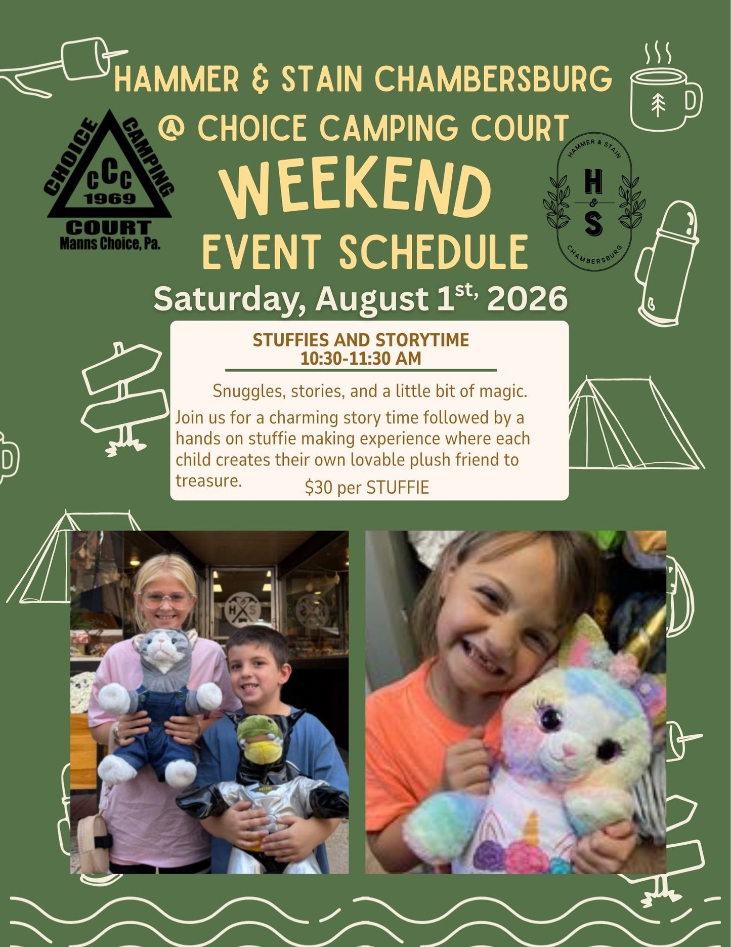 08/01/26 Stuffies & Storytime at Choice Camping Court 10:30am-11:30am