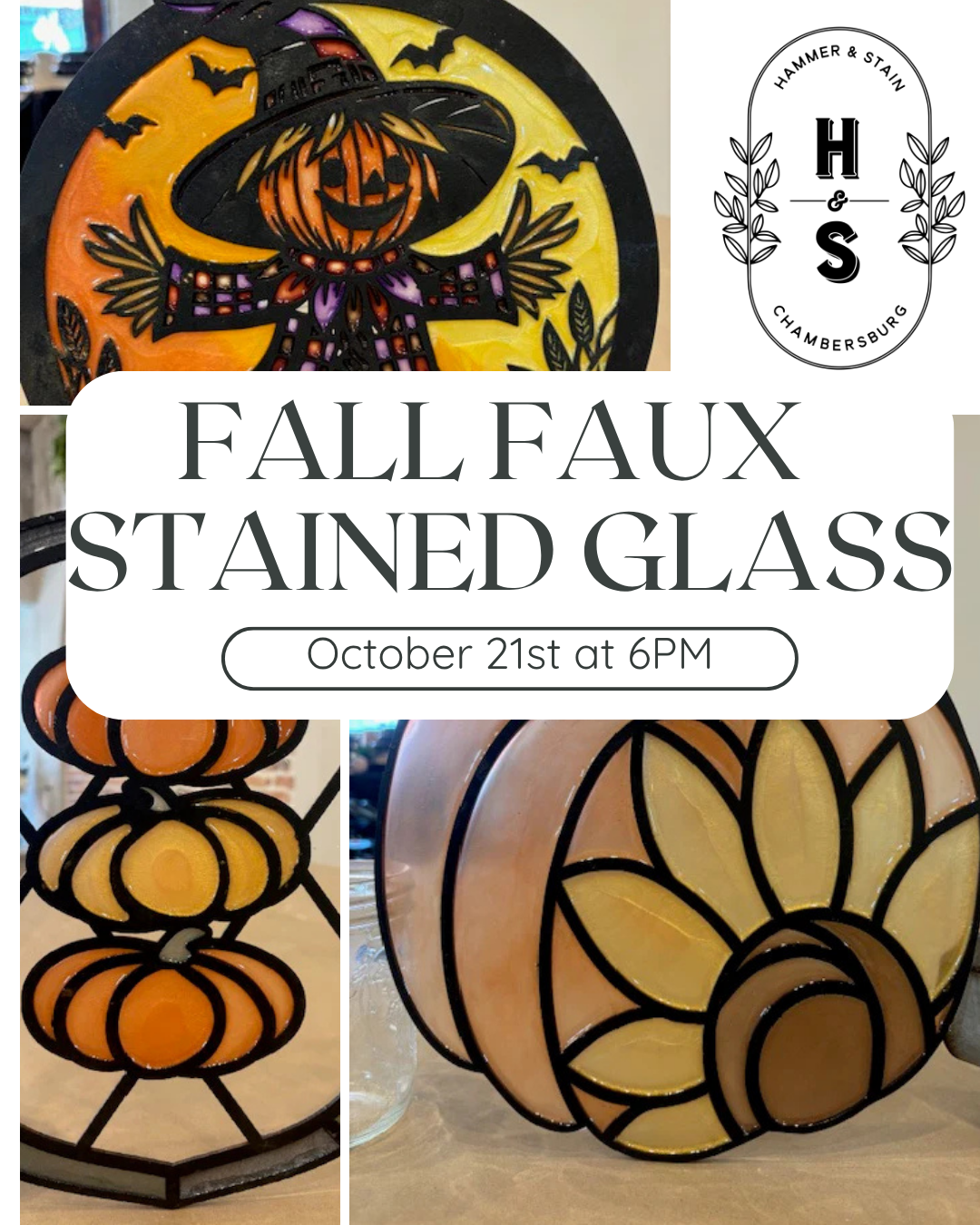 10/21/26 Fall Faux Stained Glass Workshop 6pm