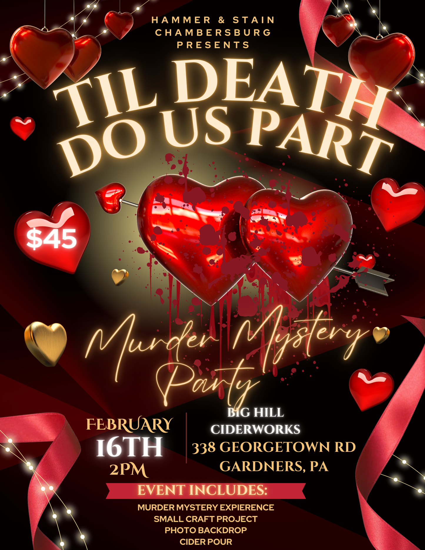 02/16/25 Til Death Do Us Part! Murder Mystery Party at Big Hill Ciderworks 2pm