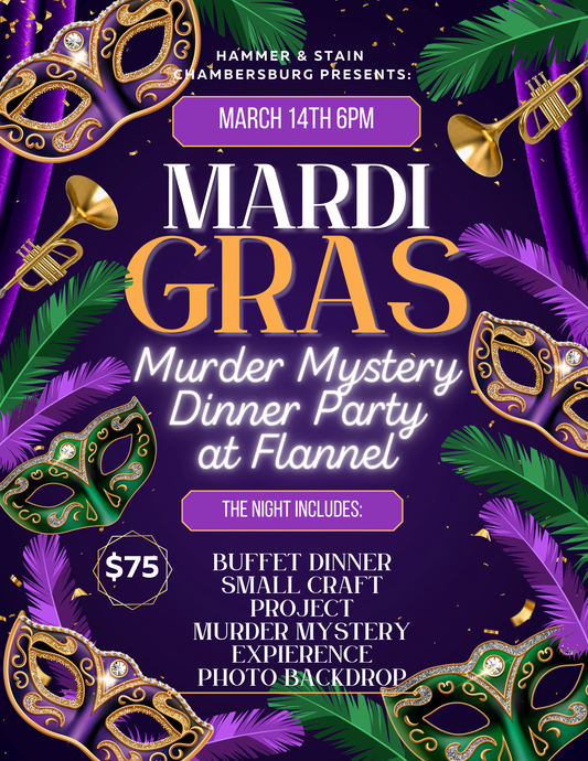 03/14/25 Mardi Gras Murder Mystery Dinner Party AT FLANNEL! 6pm