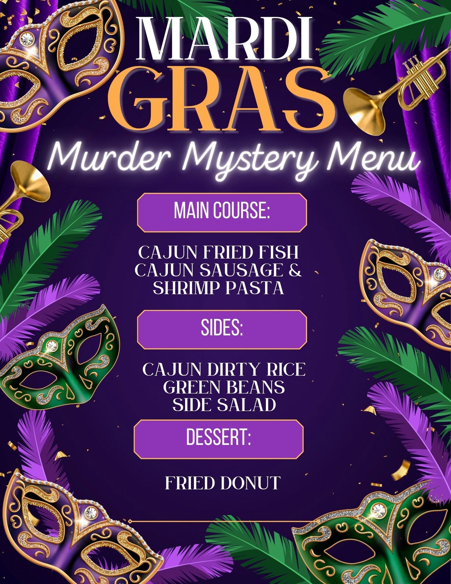 03/06/26 Mardi Gras Murder Mystery Dinner Party! 6pm