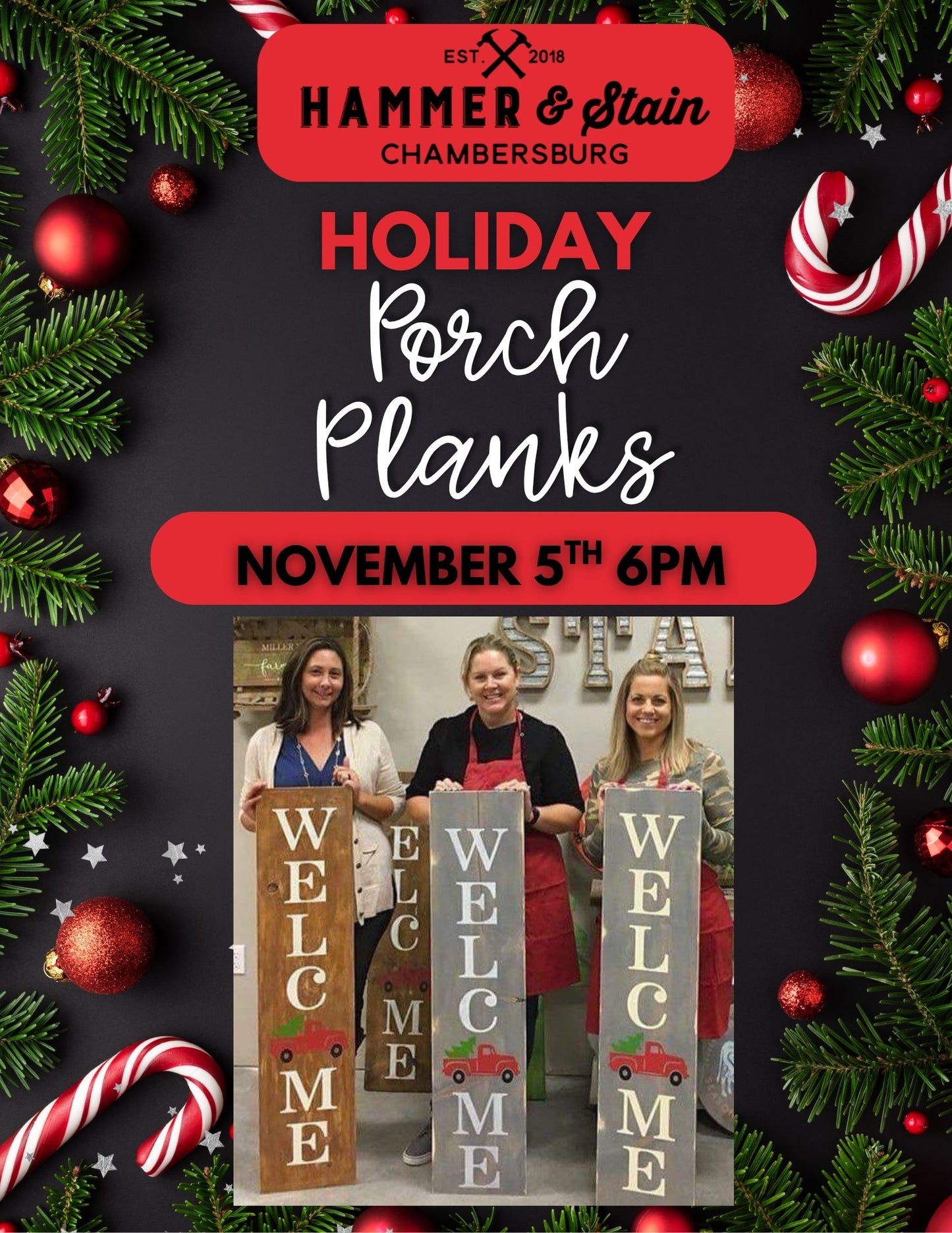 11/05/25 Holiday Porch Planks Workshop 6pm