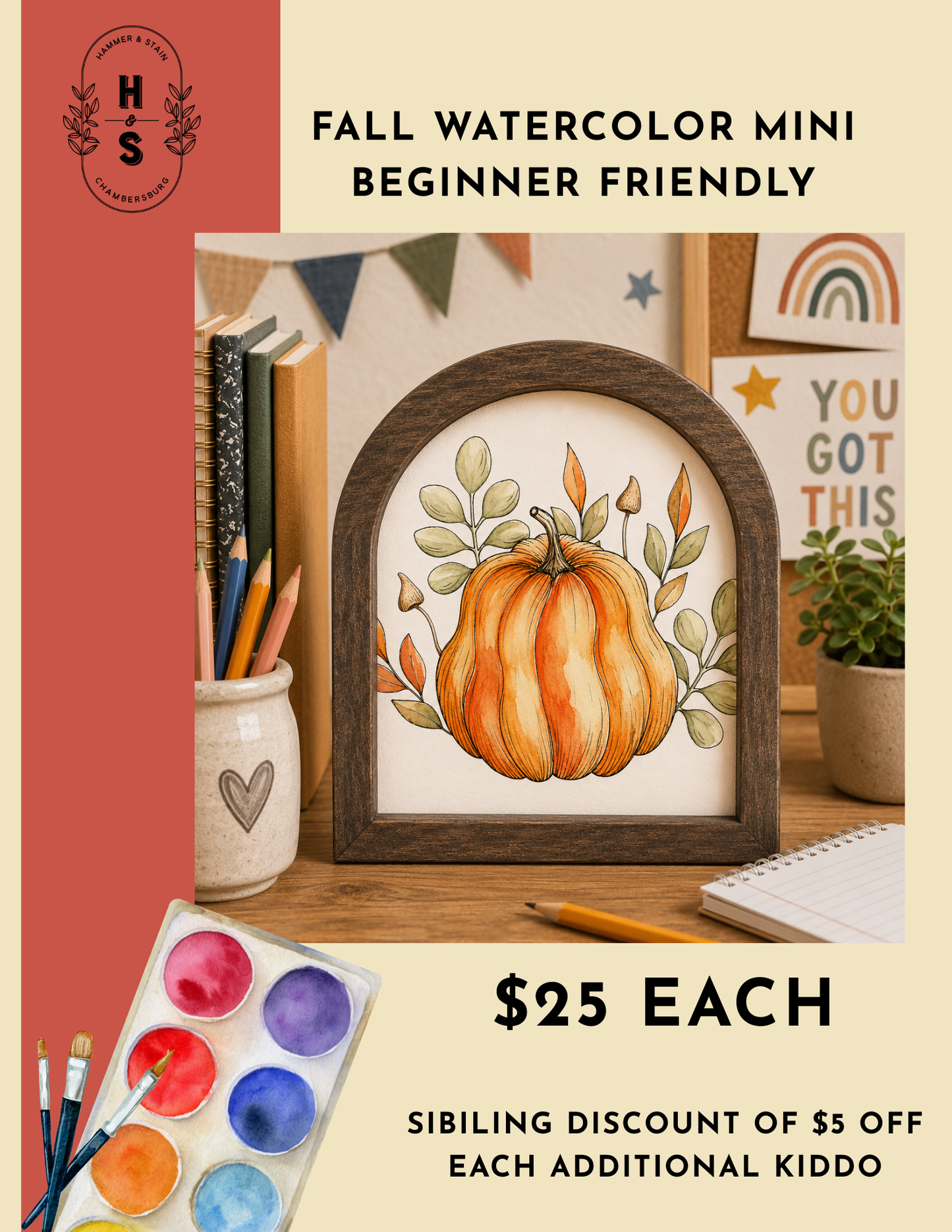 09/29/26 Homeschool Craft Electives- Fall Mini Beginner Watercolor 9:30am