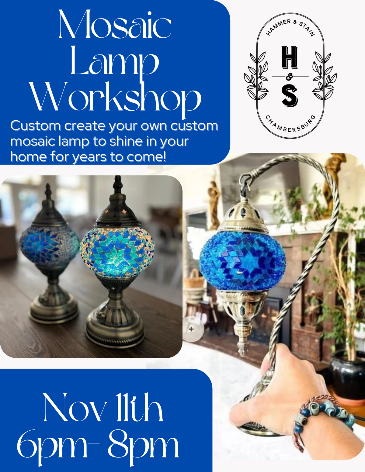 11/11/26 Create your own Mosaic Lamp Workshop 6pm