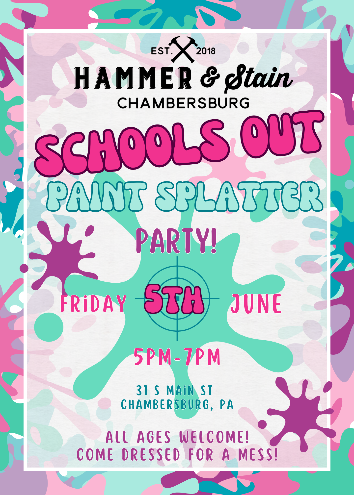 06/05/26 Schools Out Paint Splatter Party 5p-7p