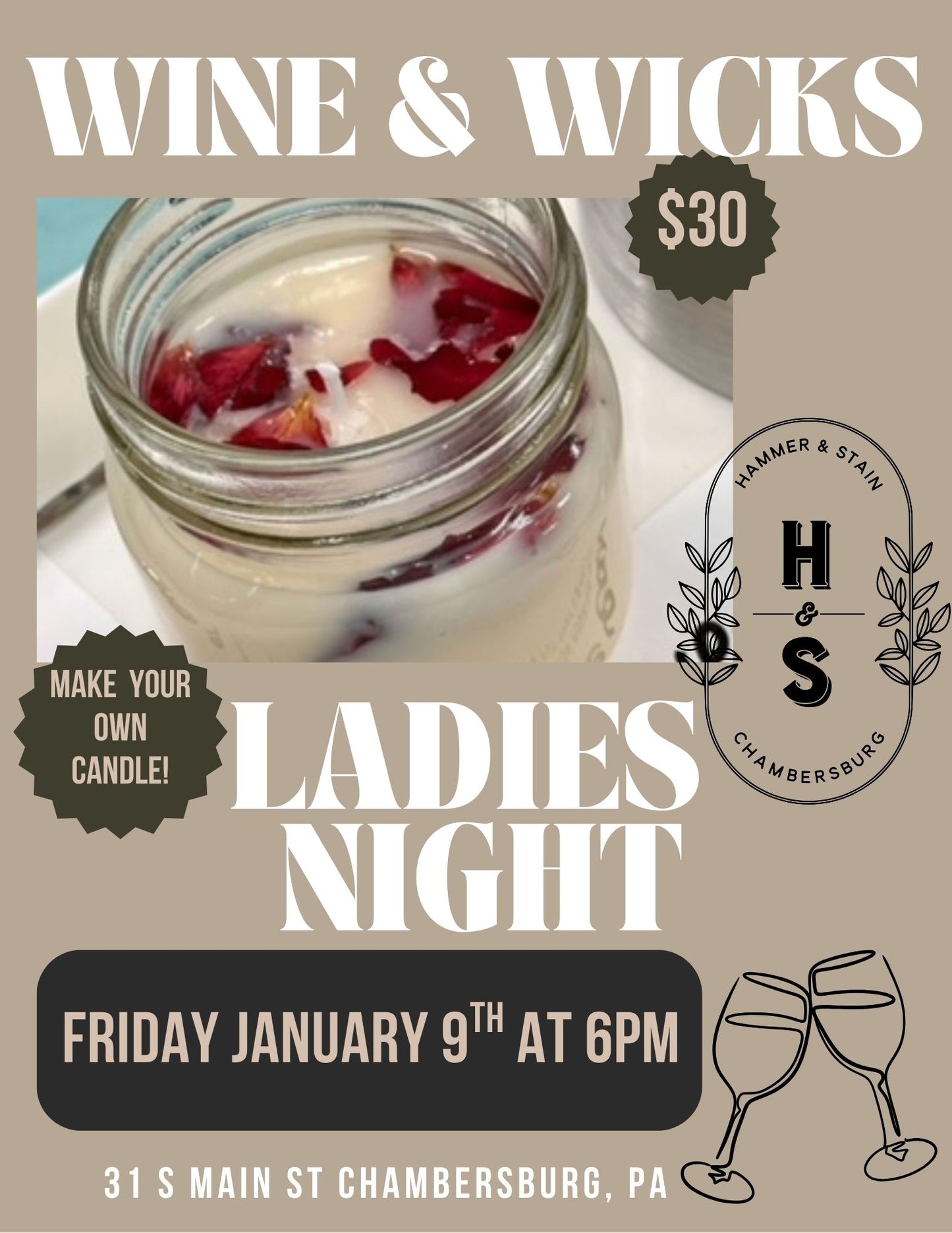 01/09/26 Wine & Wicks-Candle Pour Workshop 6pm