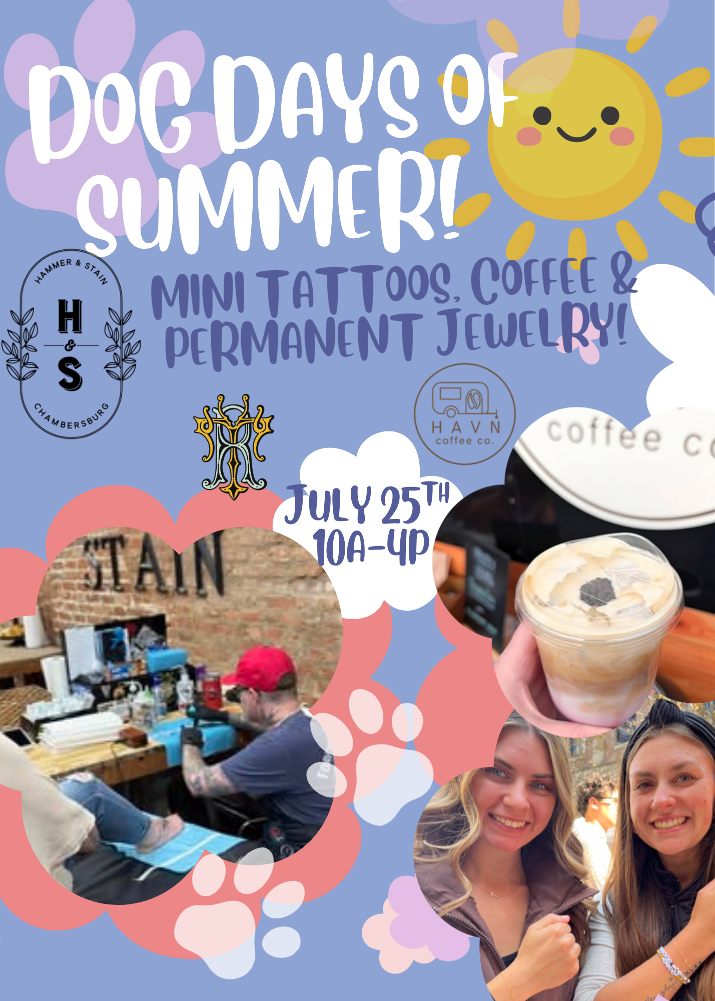 07/25/26 Dog Days of Summer- Tattoo, Coffee & Permanent Jewelry Event 10am-4pm