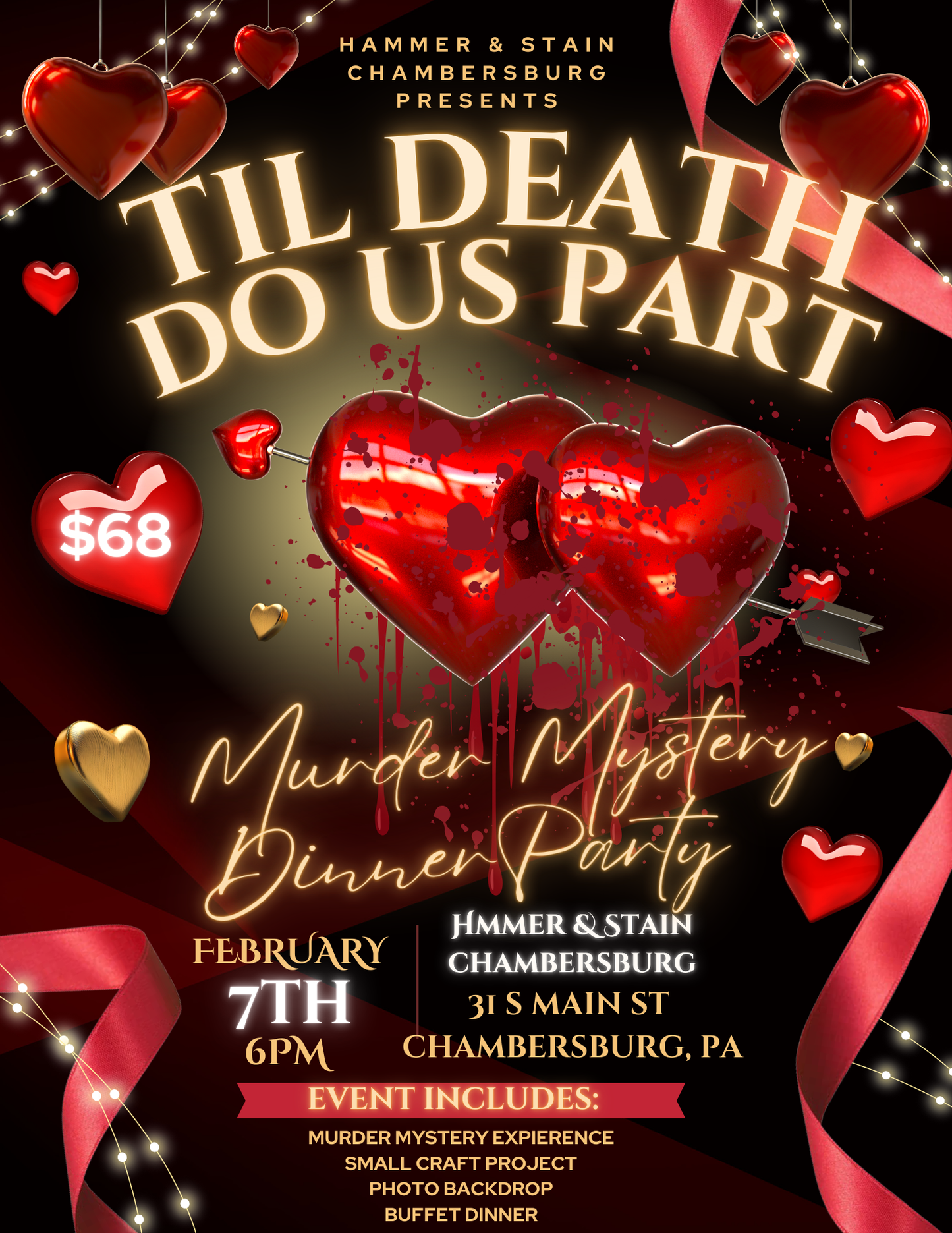 02/07/25 Til Death Do Us Part! Murder Mystery Dinner Party! 6pm