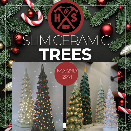 11/02/24 Slim Farmhouse Style Ceramic Christmas Trees Workshop 2pm